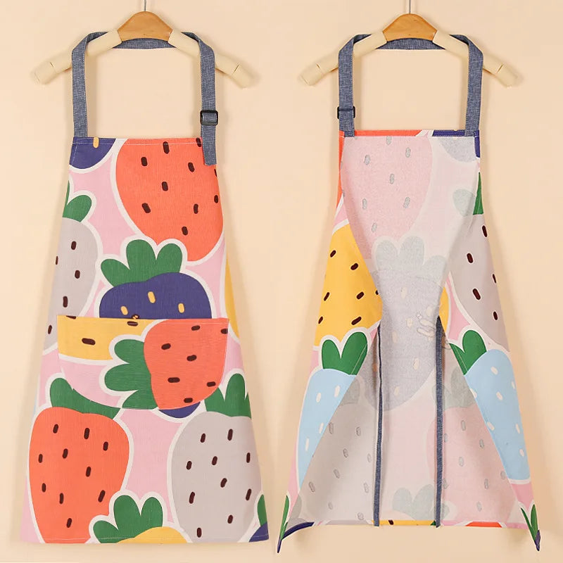 1 ud. Delantal de moda de tela de algodón, impermeable, engrosado, resistente a la suciedad, delantal de cocina y ropa de trabajo para el hogar, ropa de trabajo de jardinería