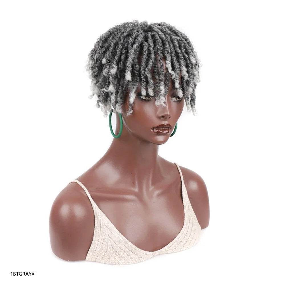 Jeedou Synthetic Toupee Hairpiece Wig Short Curly Hair Braided Hair Clip On Hair Afro Women Black Wig For Thinning Hair