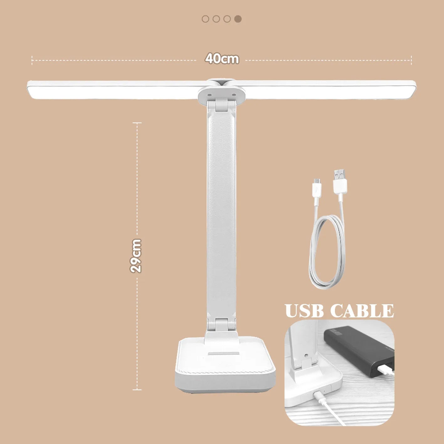 Lampe de bureau LED rechargeable par USB, 3 niveaux d'intensité, tactile, protection des yeux, pliable, idéale pour la chambre à coucher