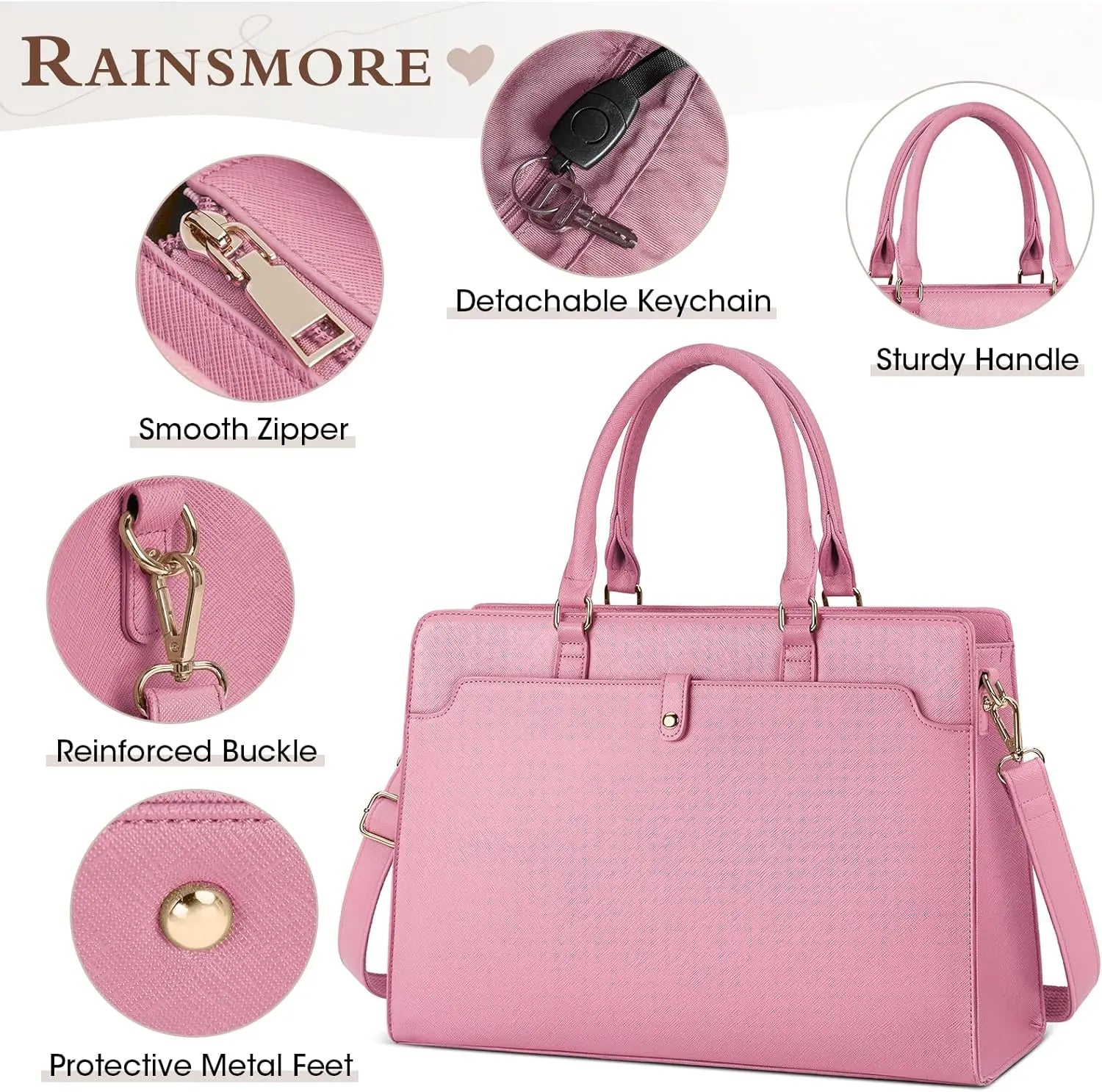 Large Capacity Laptop Bag for Women 15.6 Inch Laptop Tote Bag Leather Work Bag Waterproof Briefcase Business Office Computer Bag