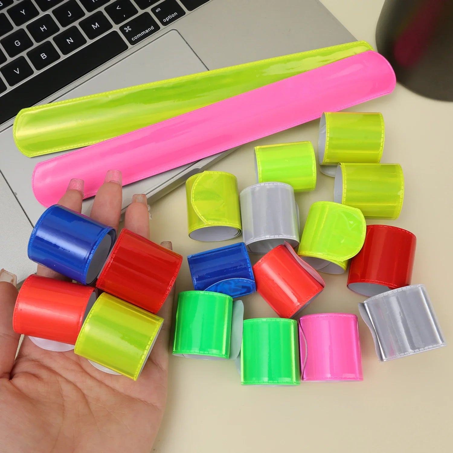 10 stk. sykkelrefleksstropper sikkerhetsbenbukser ringformet reflekterende glødstape nattsport jogging sykling reflekterende armbånd