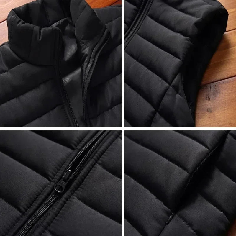 Chalecos sin mangas para hombre, moda de invierno, chalecos de algodón acolchados para hombre, abrigos, chalecos cálidos con cuello alto para hombre, ropa 5XL