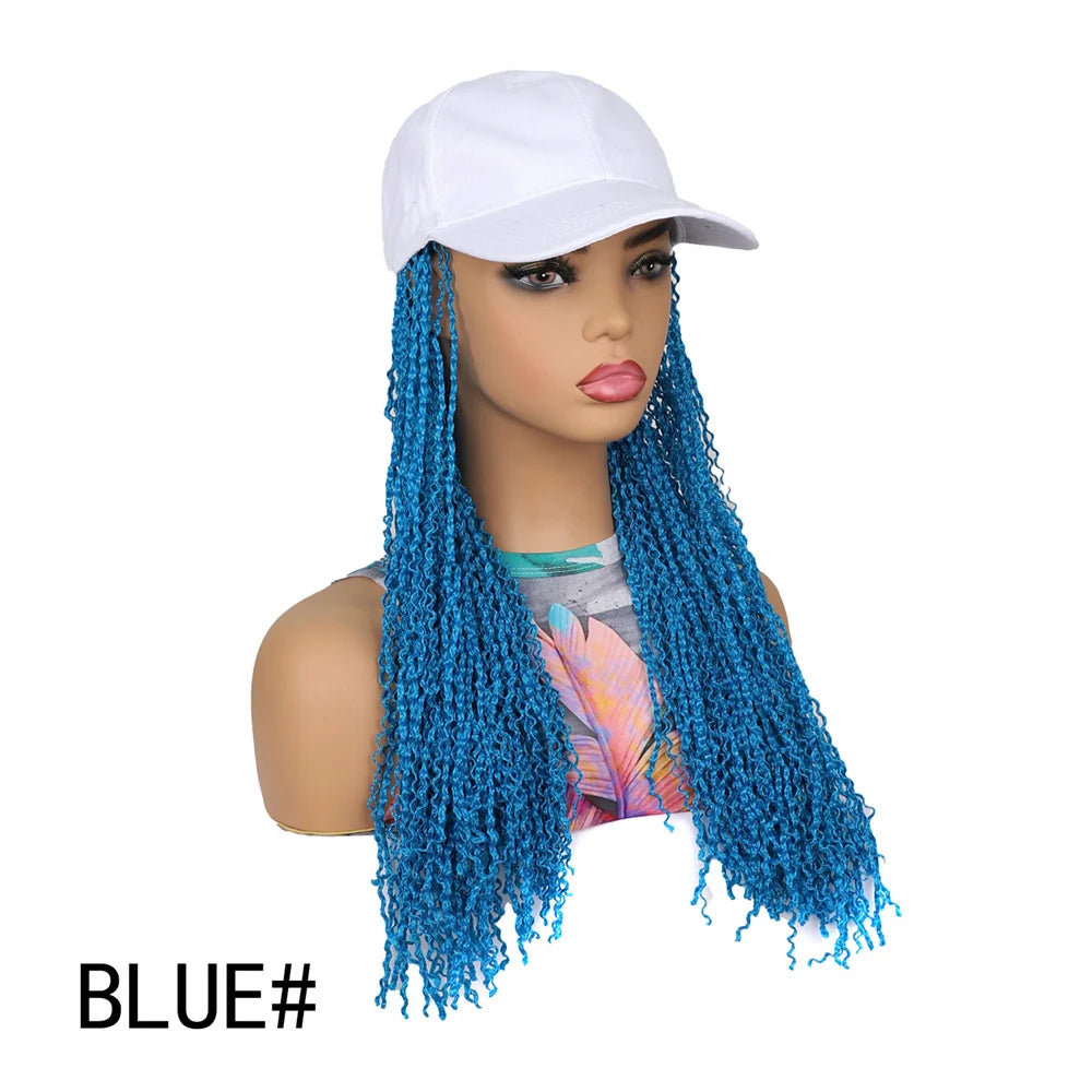 SQRDGQ Synthetic Braided Hair Hat Wigs for Woman 14inch Bug Black Blonde Braided Extensions with Baseball Cap Woman Wigs