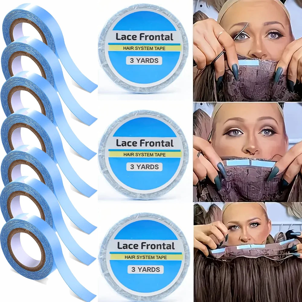 Ruban adhésif double face imperméable super adhérent 5 pièces pour perruques Lace Front, toupets, postiches, extensions de cheveux