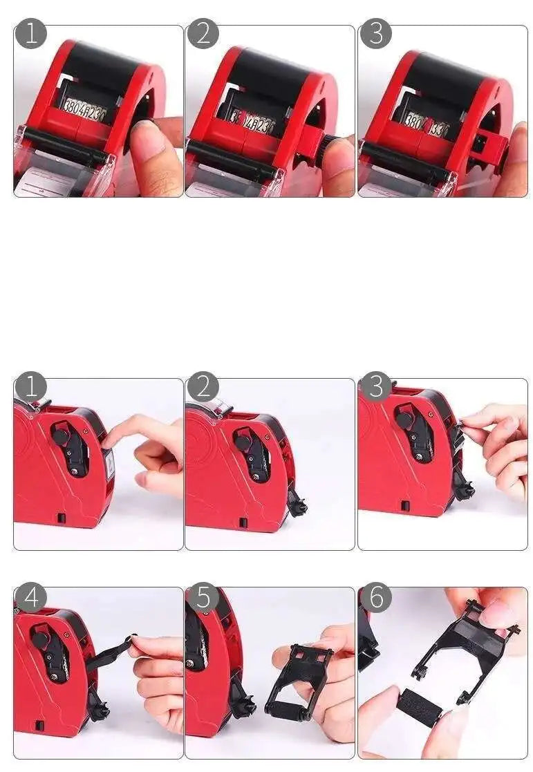 Set de etiquetadora de precios de una sola línea 1, pistola de precios manual + 5500 etiquetas + rodillos de tinta, impresora de etiquetas de precio con fecha