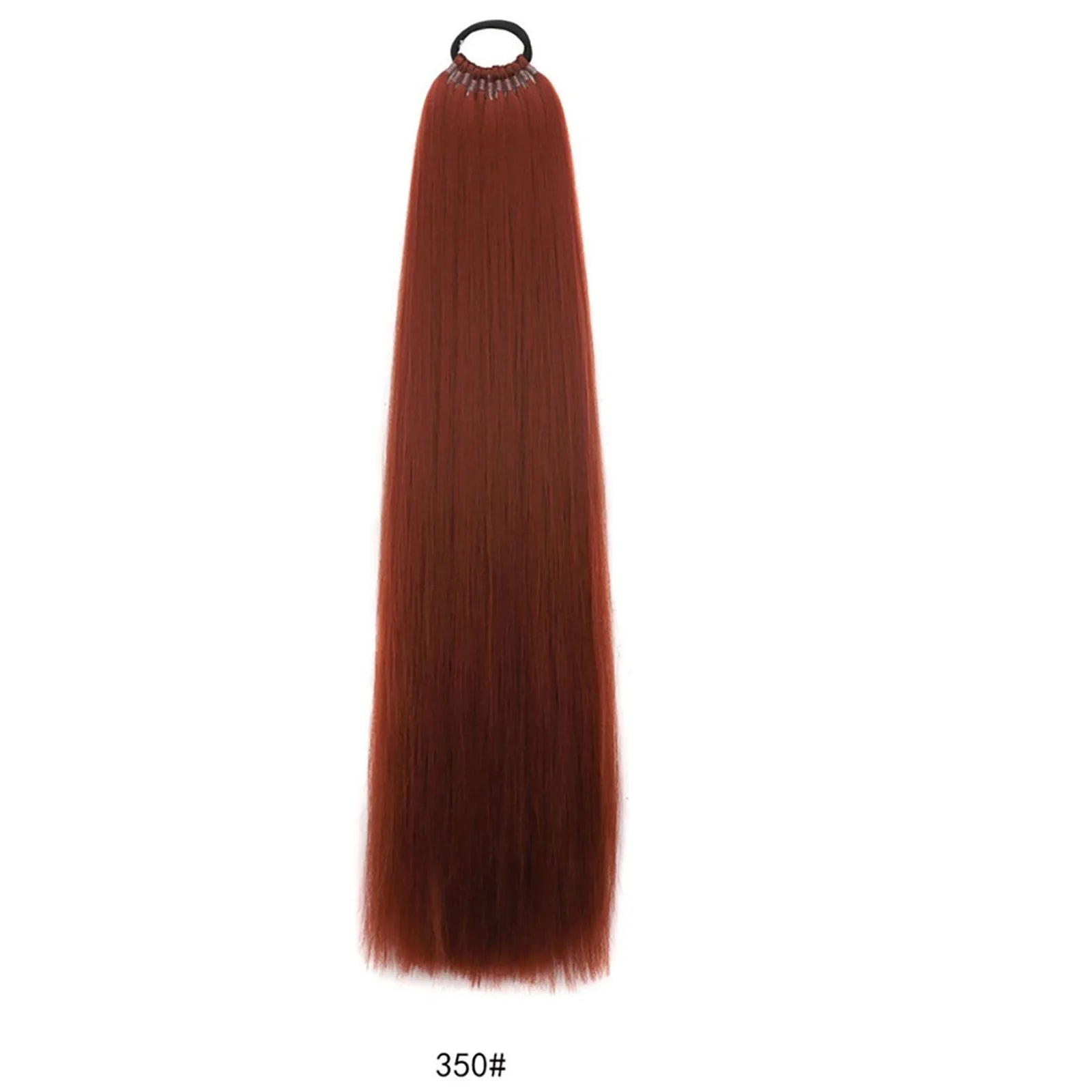 Synthetic Ponytail Hair Extension Long Yaki Straight Hair Ponytails With Ring Black Afro Fluffy Woman's Haipieces