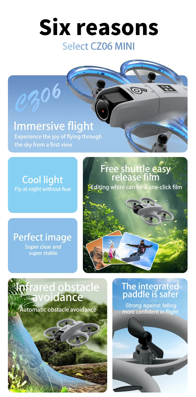 CZ06 Mini Dron 4k 480P Avión Profesional OVNI fpv drones wifi con cámara Avión de Control Remoto Juguete de Helicóptero Ligero