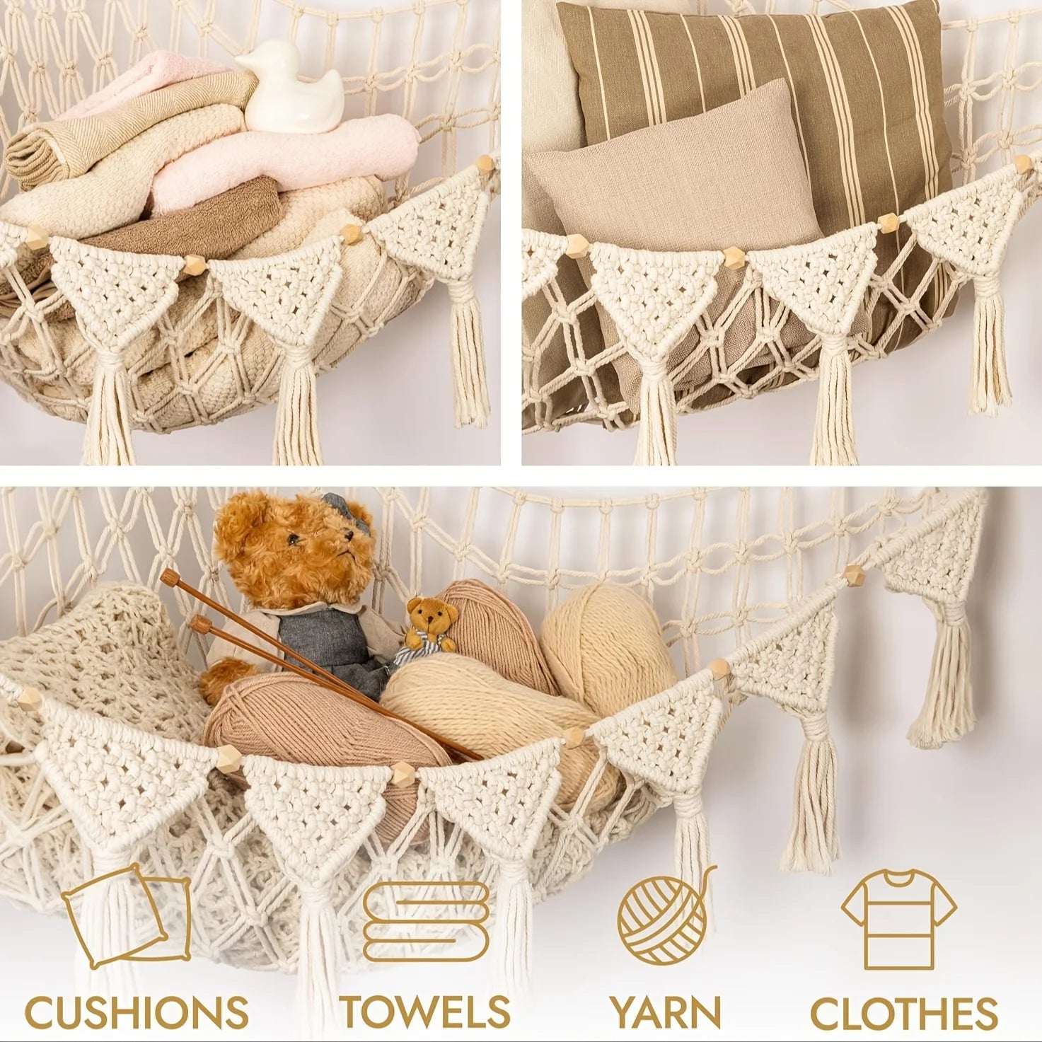 Hamac de rangement pour jouets en peluche - Décorations pour poupées et animaux - Filet de rangement mignon pour peluches à suspendre pour chambre à coucher