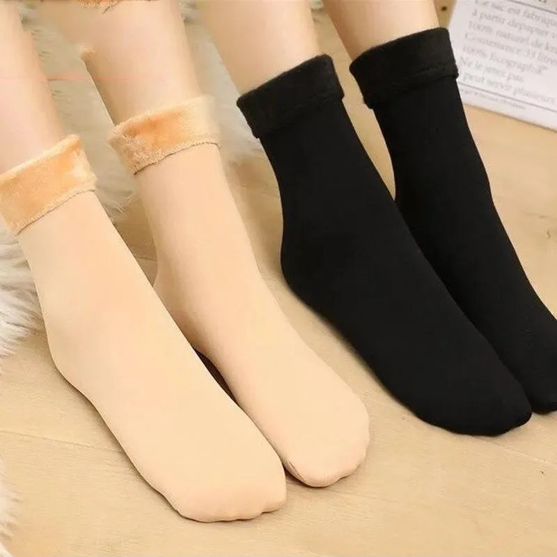 Women's Winter Thick Insulation Short Cashmere Socks Nylon Snow Velvet Boot Solid Color High-quality Women's Floor Socks