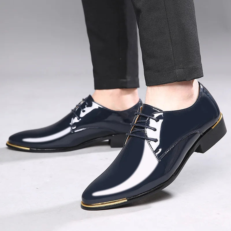 zapatos formales hombre clásicos Charol zapatos de boda hombre oficina coiffeur moda italiana zapatos de vestir hombre piel erkek ay 657
