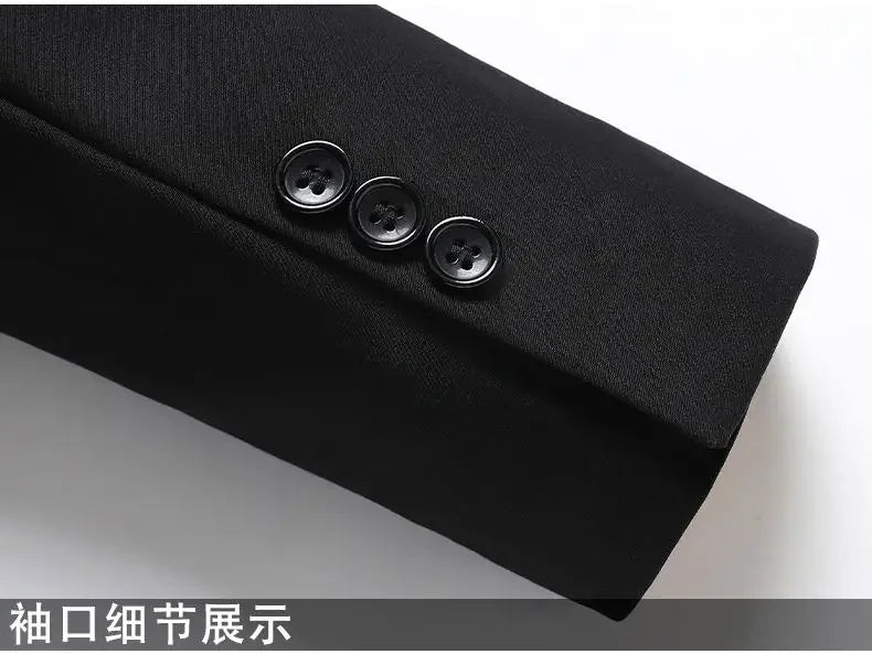 Trajes para Hombre Moda Coreana Manga Larga Ajustado Boda Negocios Blazer Negro Profesional Formal Conjuntos de Pantalones Ropa Hombre