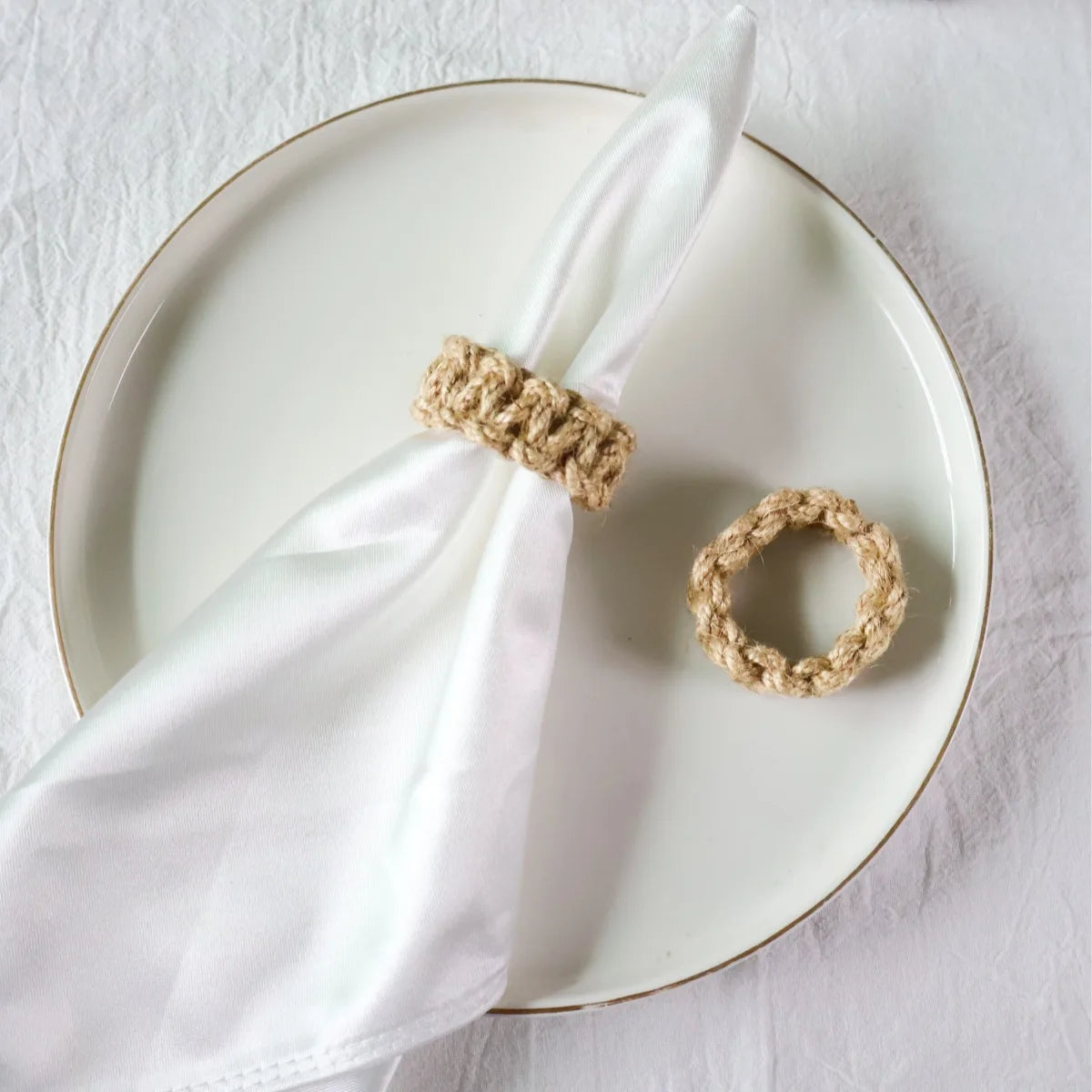 Lot de 6/12 ronds de serviette en toile de jute naturelle, décoration de table, style ferme d'automne, pour Thanksgiving, Noël, mariage, fête