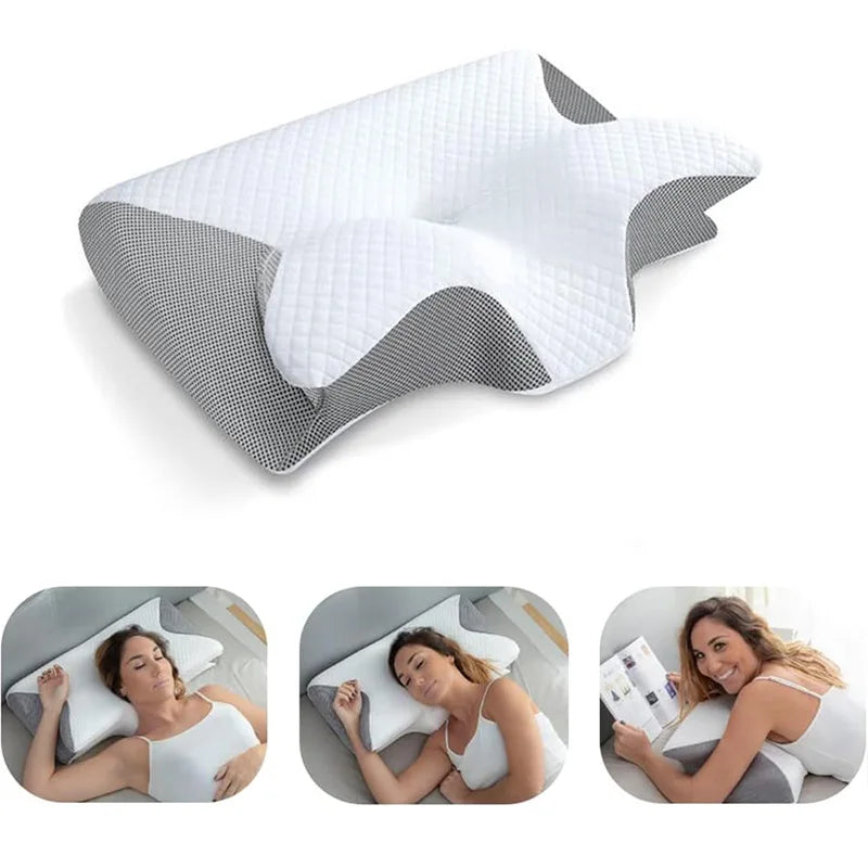 Oreillers de lit ergonomiques tricotés en mousse à mémoire de forme, à haute et basse conformité, doux pour la peau et anti-ronflement, personnalisés pour soulager les douleurs cervicales