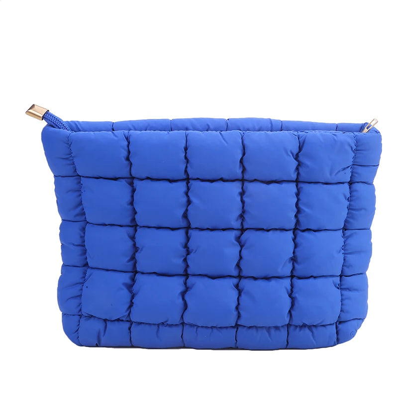 Neceser acolchado para mujer, bolsa de almacenamiento de maquillaje acolchada, neceser hinchable, bolsa organizadora de cosméticos grande, bolso de mano, estuche de belleza