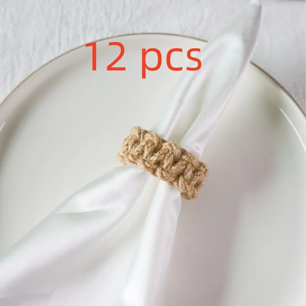 6/12 servilleteros individuales de arpillera natural, decoración de mesa de granja para otoño, servilleteros para Acción de Gracias, Navidad, bodas y fiestas