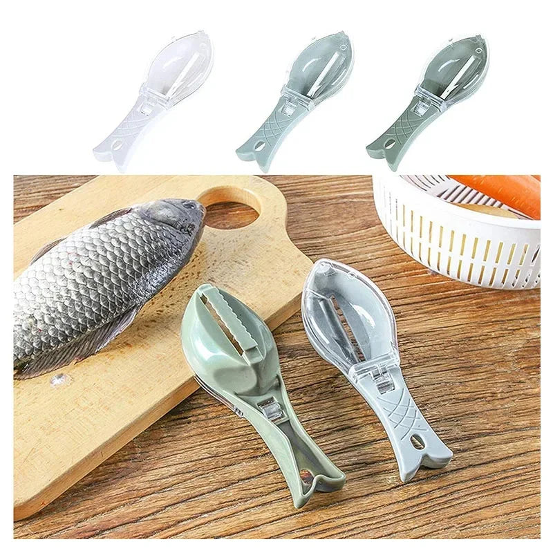 Ralladores de Escamas de Pescado Raspador Herramienta de Limpieza de Pescado Dispositivo para Raspar Escamas con Tapa Herramienta de Cocina para Cocinar Pescado Herramientas de Cocina