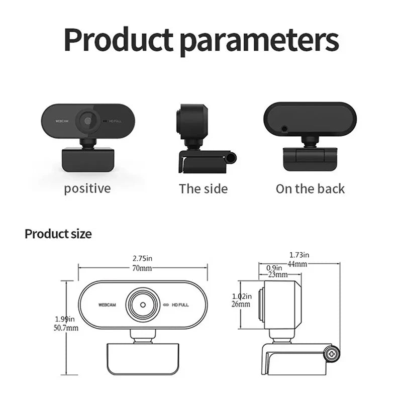 Nytt webkamera med strømming, webkamera 1080p, 30fps, autofokus og mikrofon, USB 2.0, webkamera for PC, bærbar PC, konferansekamera