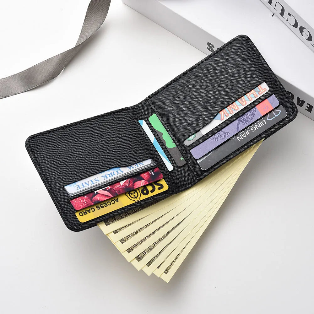 Cartera corta simple de color liso, tarjetero de negocios, cartera de hombre, tarjeta de identificación, tarjeta bancaria, cartera de hombre
