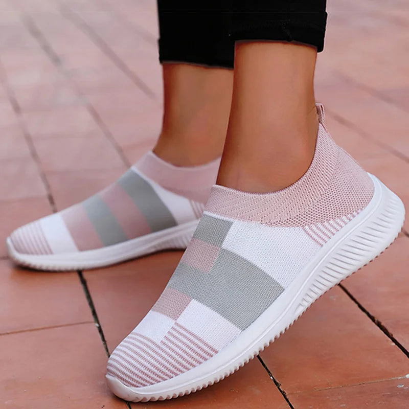 Women's Sneaker Mix Color Mesh Sneakers Shoes For Woman Casual Zapatillas De Mujer Slip-on Footwear Flat Women Vulcanize Shoes