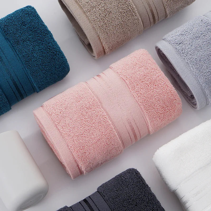 1 toalla facial de algodón 100%, suave y absorbente, de color liso azul o gris, para niños y adultos, para el hogar, hotel, baño, textil de 34*75cm