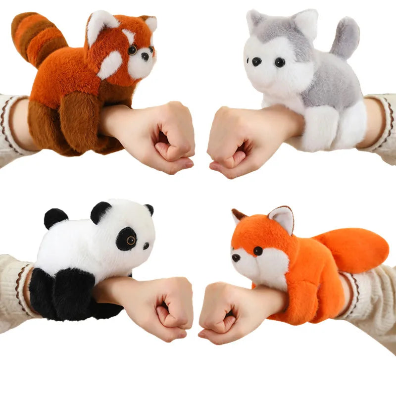 Peluches créatives raton laveur renard husky chat singe papa cercle jouet enroulé autour du bras poupée jouets pour enfants cadeau d'anniversaire
