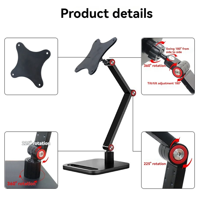 Soporte de monitor Efficientt con liberación rápida, aleación de aluminio, soporte de escritorio para monitores de 17 a 25 pulgadas