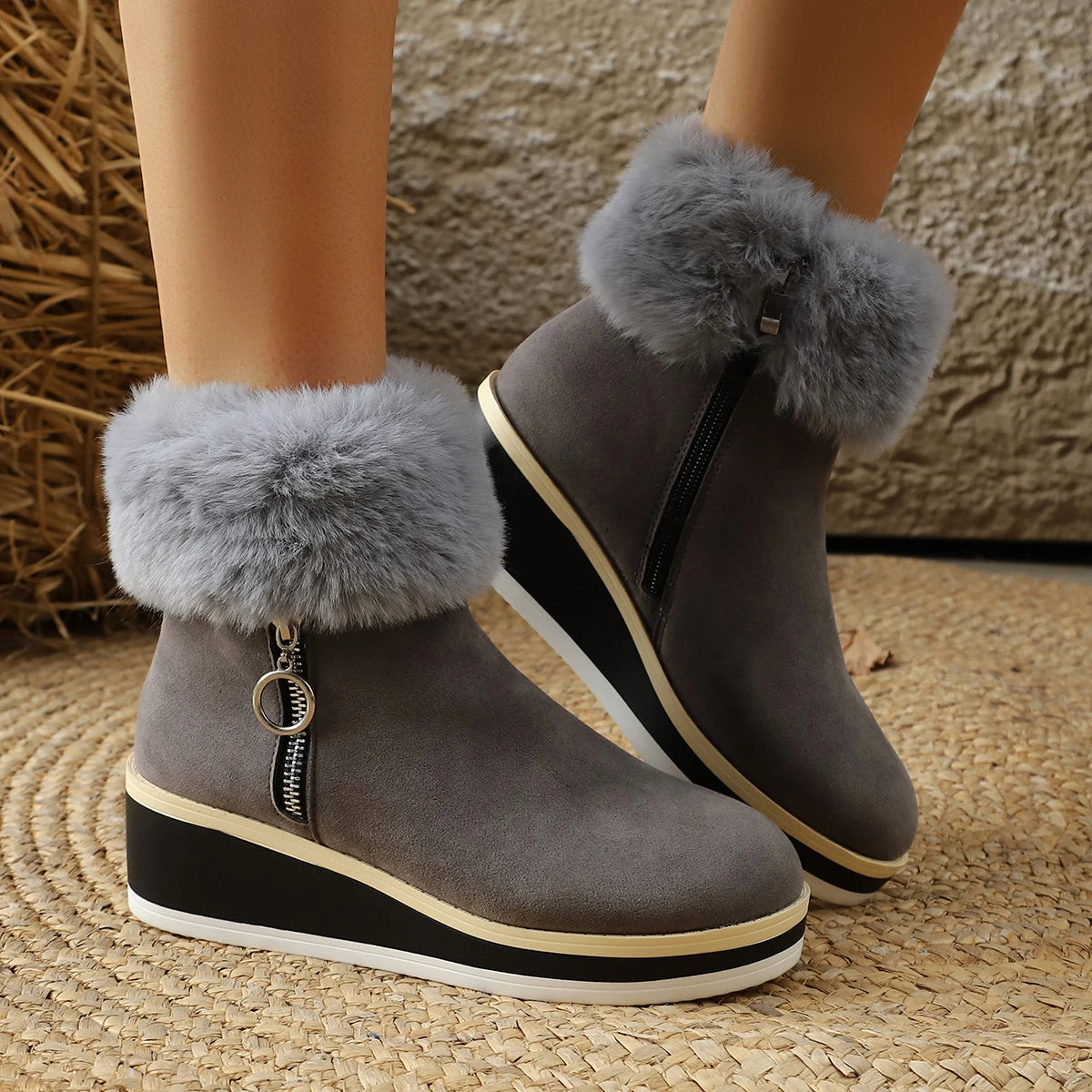 Plush Winter Ankle Snow Boots