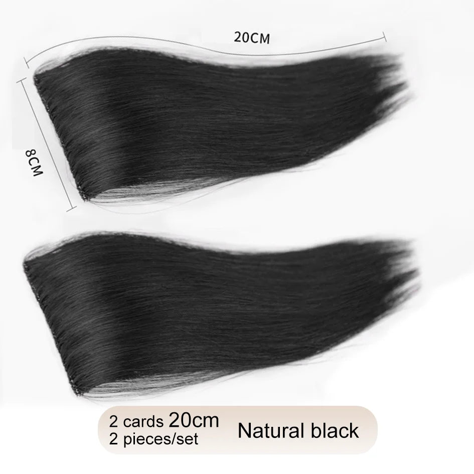 Extensiones de pelo sintético de 2 piezas/juego, extensiones de pelo, aberturas y piezas de repuesto para la parte superior, artefacto de reemplazo
