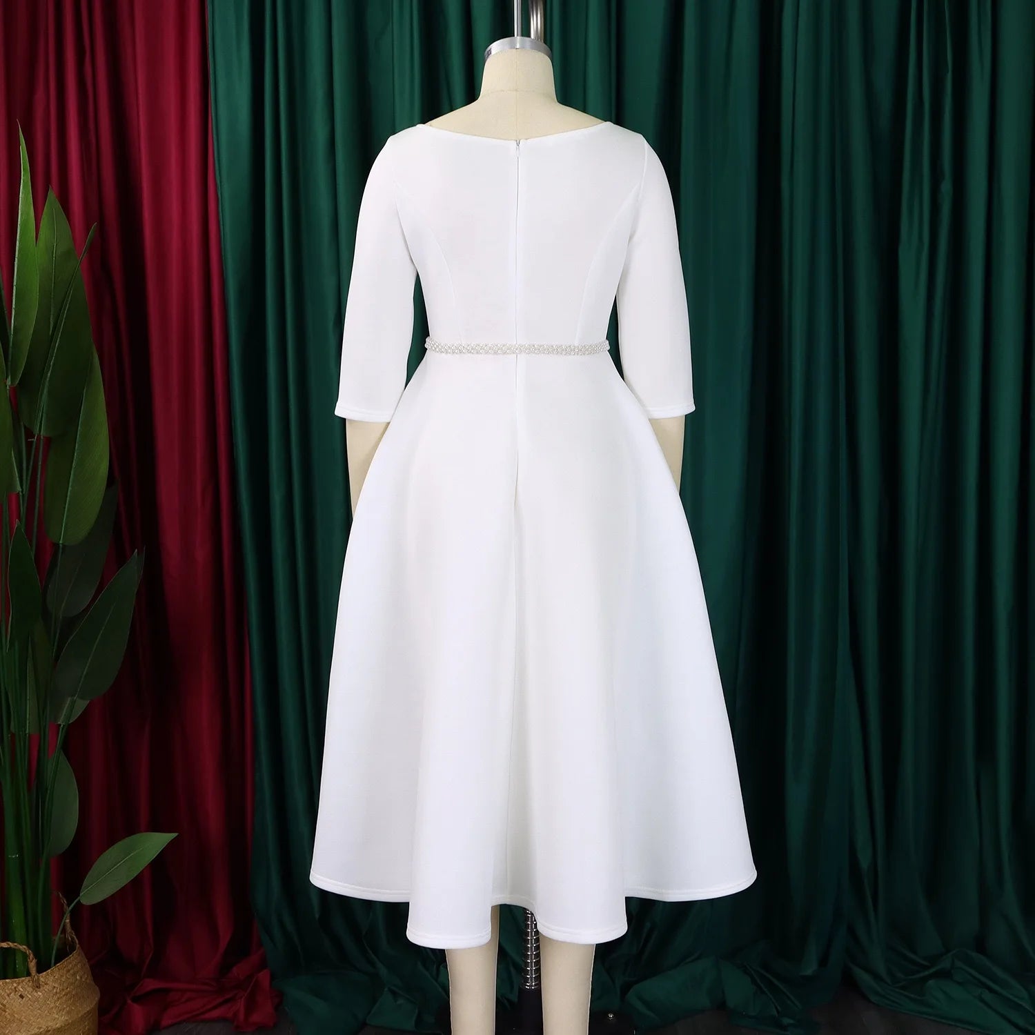 Vestidos de lujo para mujer, cuello redondo, manga larga, con cinturón en la cintura, cintura alta, plisados, línea A, hasta el tobillo, elegantes vestidos de cumpleaños para mujer