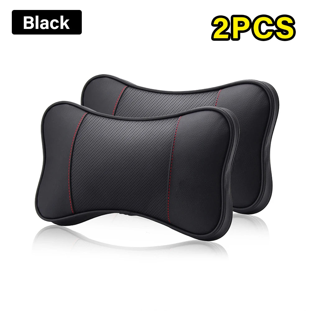 2 almohadas de cuello de coche de piel de vacuno de alta calidad, almohada reposacabezas, soporte de cuello, asiento universal de coche, suave y transpirable, decoración interior
