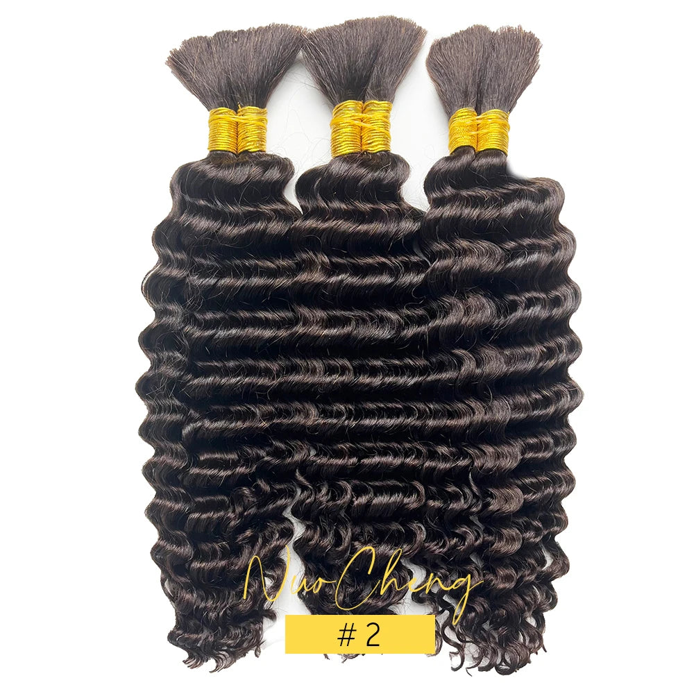 Deep Wave Bulk Human Hair for Braiding No Weft 100g (1 Pack-2 Bundles) Brazilian Virgin Human Hair Braiding Hair For BOHO Braids