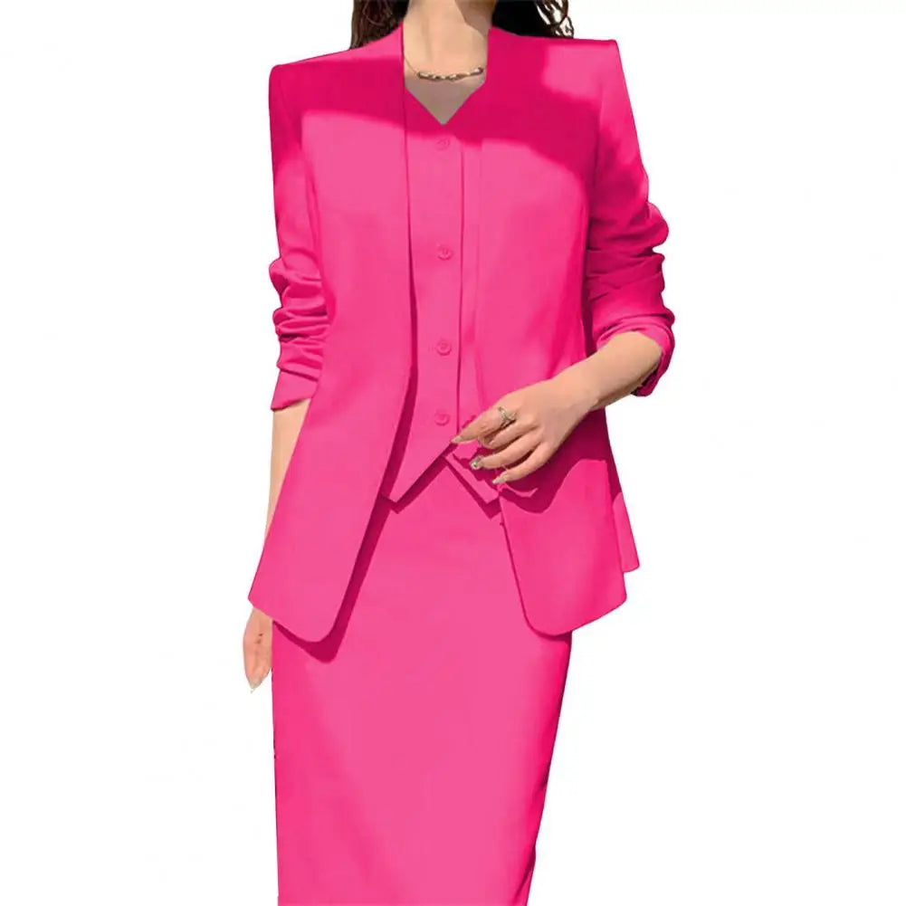 Conjunto de falda y chaqueta de traje para mujer, elegante, de oficina, de negocios, con falda midi, conjunto de falda de cintura alta para mujer que se desplaza al trabajo