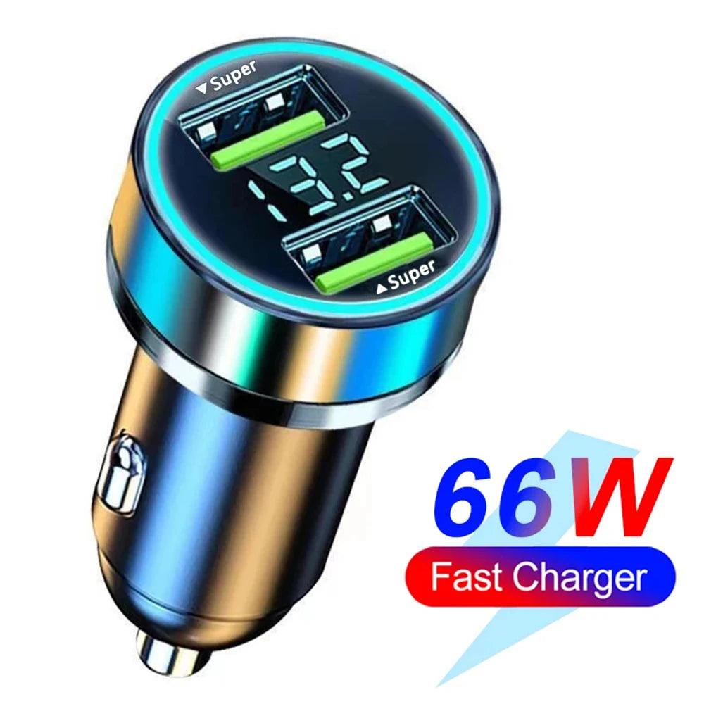 Cargador de coche PD 66-250W QC3.0 Carga rápida Seis en uno Enchufe encendedor de coche Cargador de coche Carga flash con pantalla digital