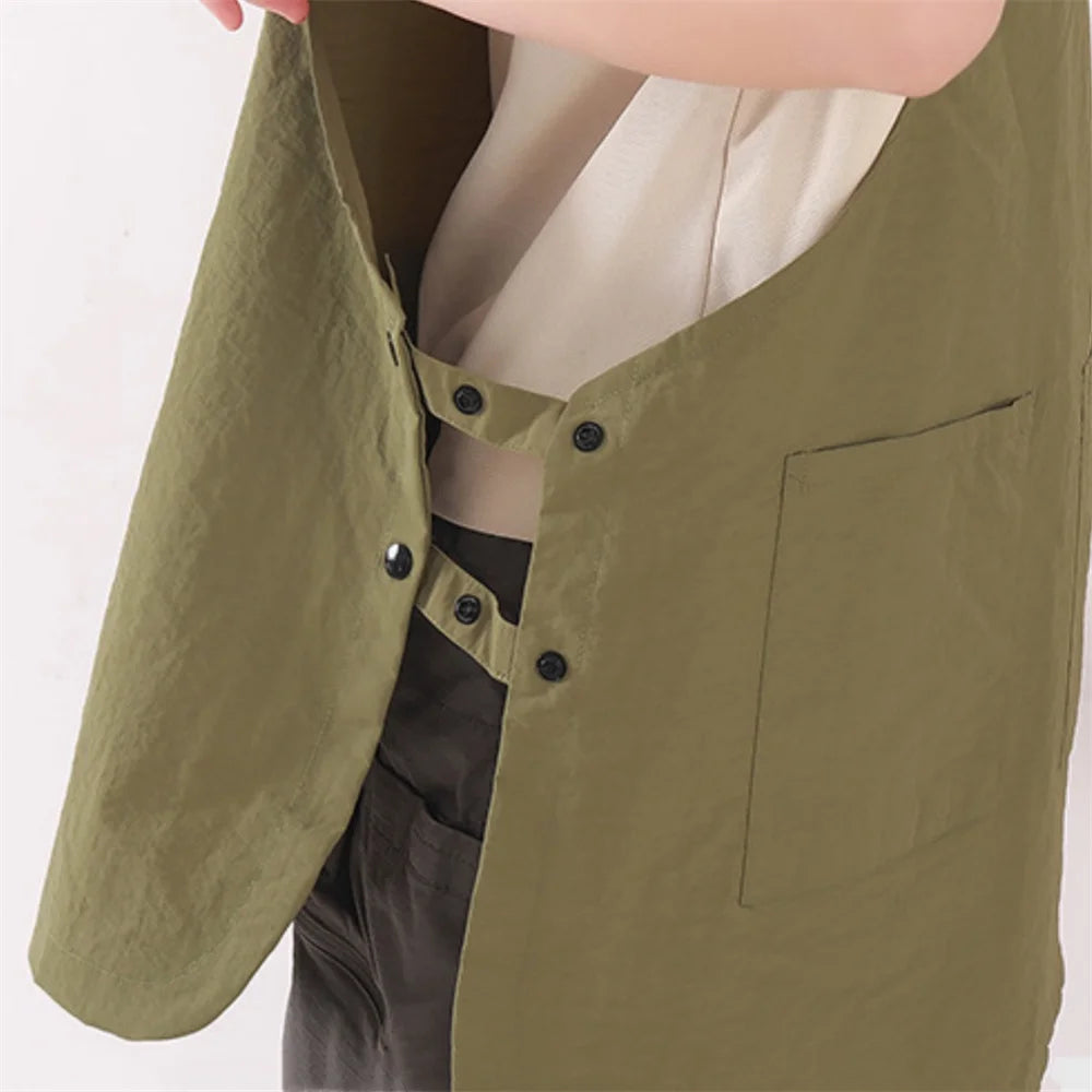Delantal tipo chaleco impermeable, nailon antiincrustante, sin mangas, unisex, para cocina doméstica, ropa de trabajo para barbería y cafetería