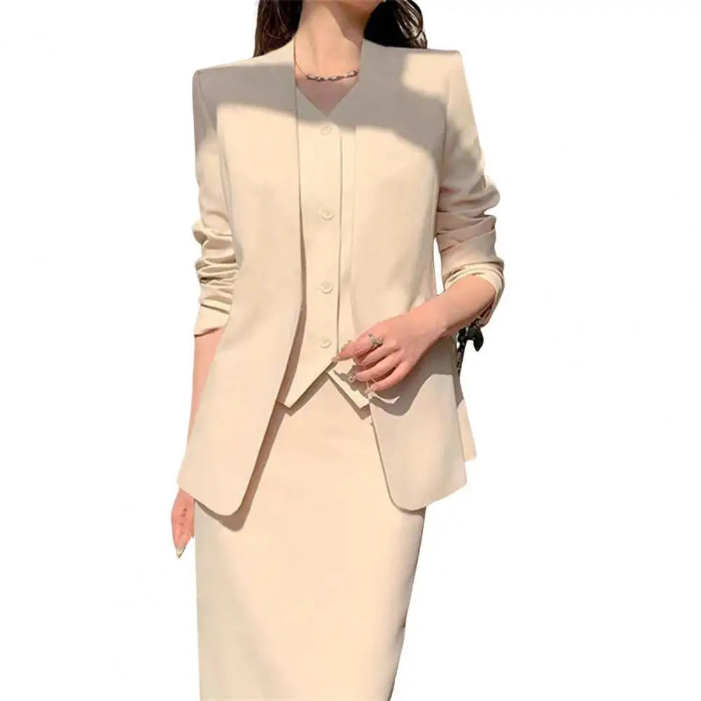 Conjunto de falda y chaqueta de traje para mujer, elegante, de oficina, de negocios, con falda midi, conjunto de falda de cintura alta para mujer que se desplaza al trabajo