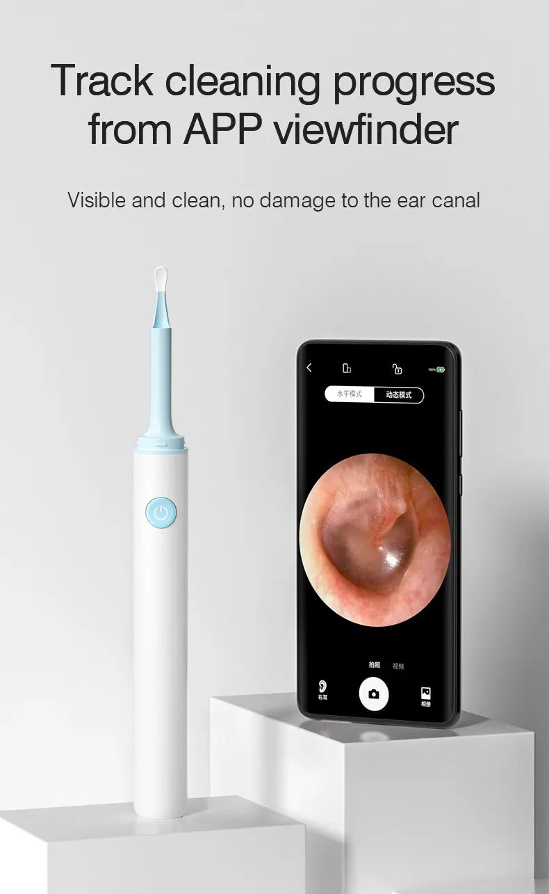 Cámara Endoscópica Visual Inalámbrica para Oídos Herramientas de Limpieza de Oídos Cuchara de Silicona Segura para Oídos Cámara de 5MP Removedor de Cerumen Otoscopio Luminoso