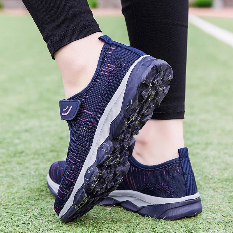 Zapatos de plataforma plana de moda de verano para mujer Zapatillas casuales de malla transpirable para mujer Zapatos de barco para damas