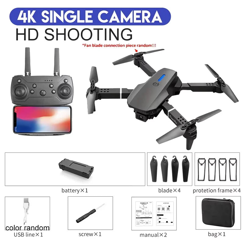 KBDFA E88 Professional Wide Angle RC Dron HD 4K Camera Mode Foldable Helicopter Aircraft Quadcopter Drone Kid Gift Toys