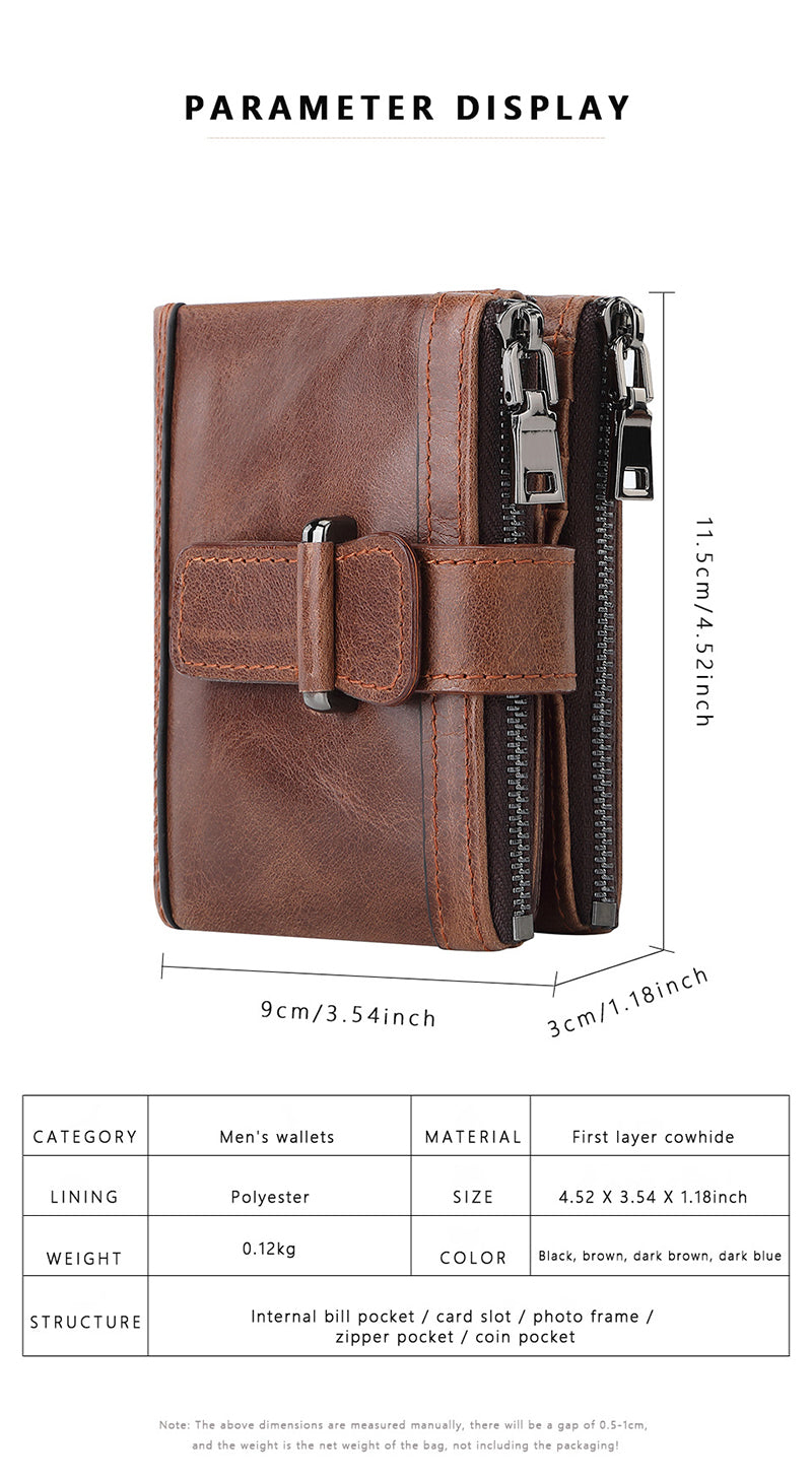 Cartera de lujo de diseño para hombre, carteras de hombre de cuero genuino, RFID de alta calidad, monedero para hombre, tarjetero, carteras vintage