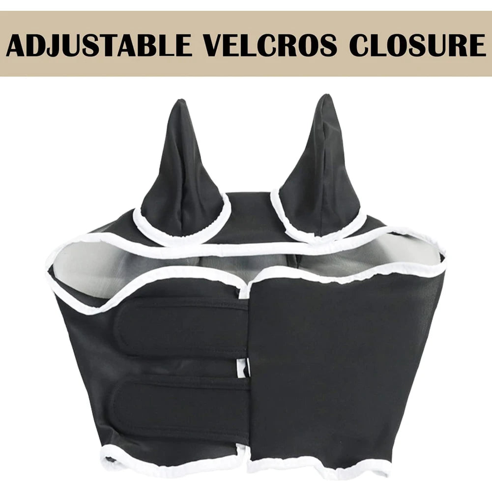 Masque anti-mouches pour chevaux, design 3D, ergonomique, protection oculaire pour animaux de compagnie, anti-moustiques, demi-masque en maille, protection contre les mouches