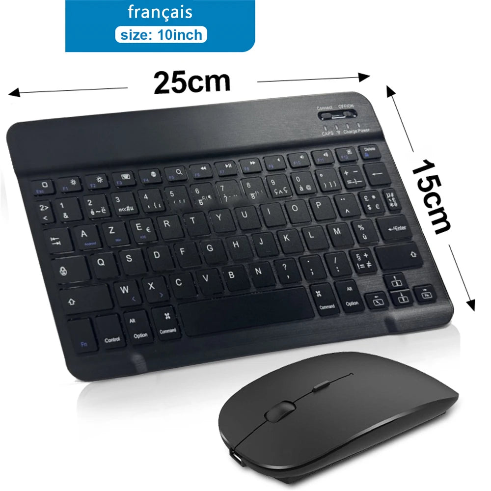 Teclado y ratón inalámbricos Bluetooth para IOS Android Windows Tablet para iPad Air Mini Pro teclado español coreano portugués ruso
