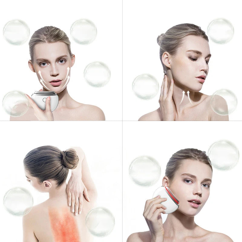 Instrumento de belleza eléctrico para raspar, placa de raspado para rostro, hombros y cuello, compresa caliente, vibración, terapia de luz, cepillo meridiano