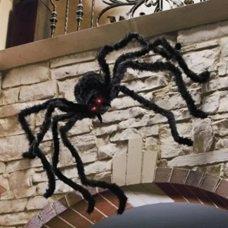 Araña Grande de Peluche de Halloween, Decoración de Halloween de Terror, Accesorio de Fiesta, Decoración Gigante de Araña para Exteriores de 30-200cm, Broma de Cámara, Araña Negra