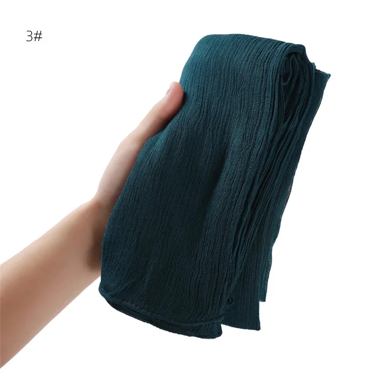 Pañuelo Hiyab de Algodón y Rayón de Color Liso para Mujer, Pañuelo Grande Musulmán, Chales, Diadema Musulmana para Mujer, Turbante Islámico, Pañuelo Bandana