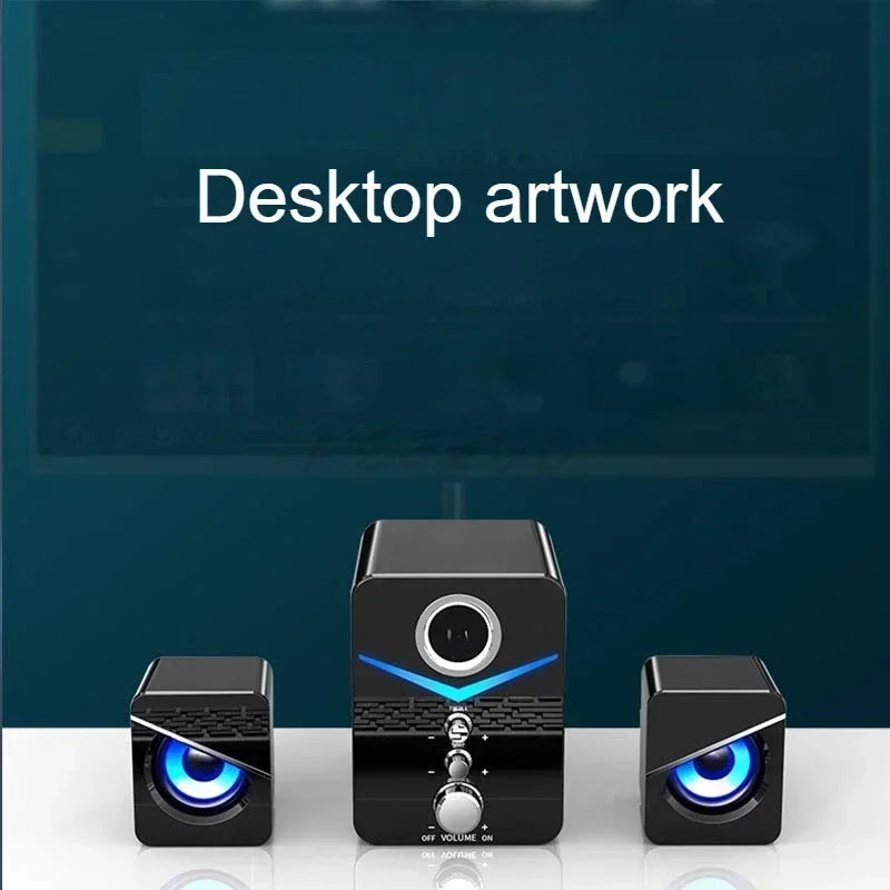SADA Altavoz de computadora para el hogar, escritorio, laptop, altavoz pequeño universal, subwoofer con cable para escritorio