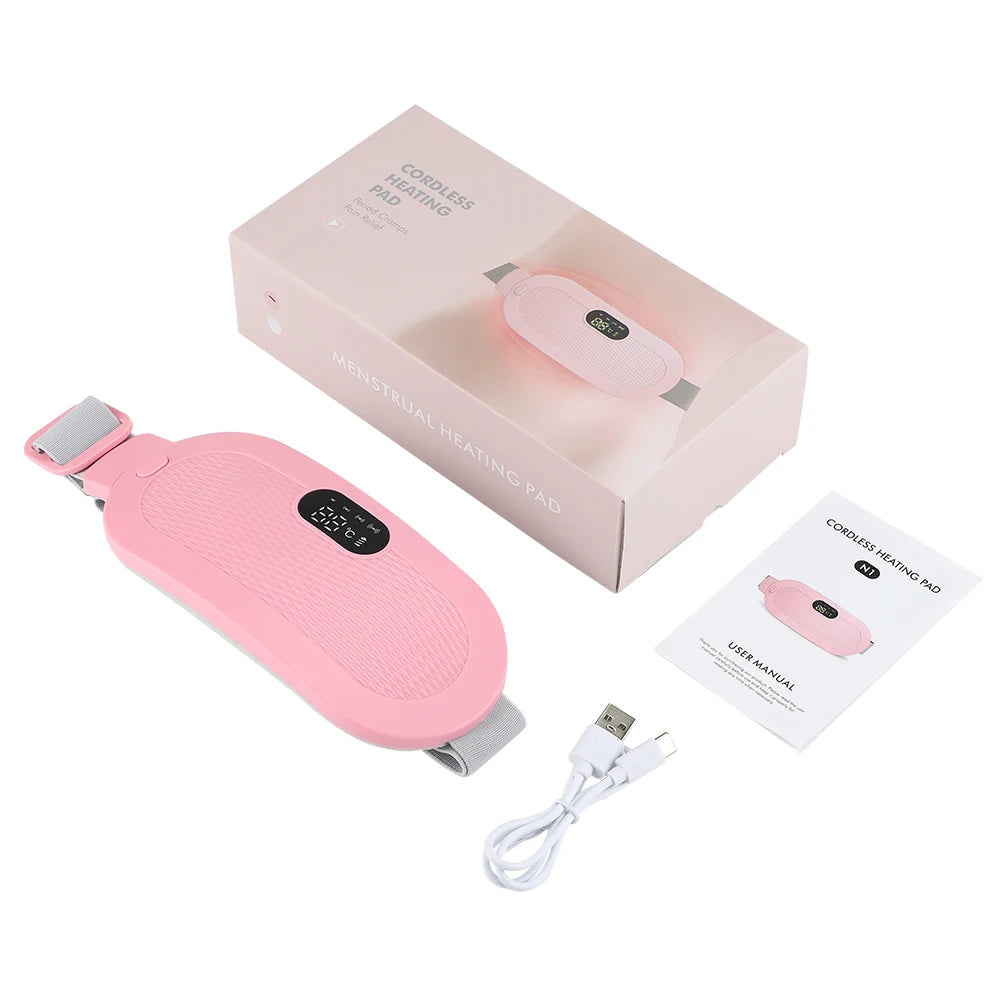 Cinturón de masaje eléctrico con calefacción para aliviar los cólicos menstruales, almohadilla térmica menstrual, cinturón cálido para el palacio, cinturón térmico para la menstruación