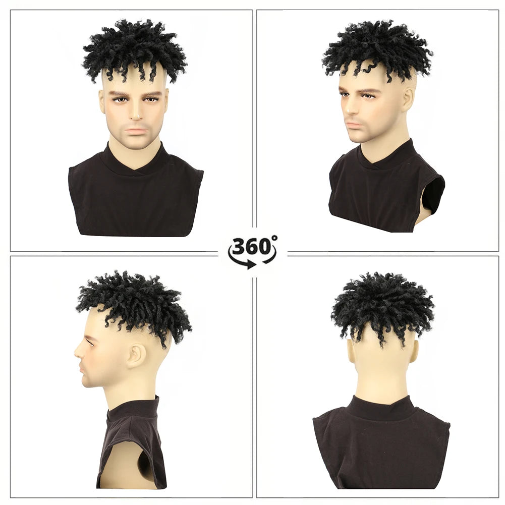Saisity Perruque courte synthétique dreadlocks pour hommes africains au quotidien