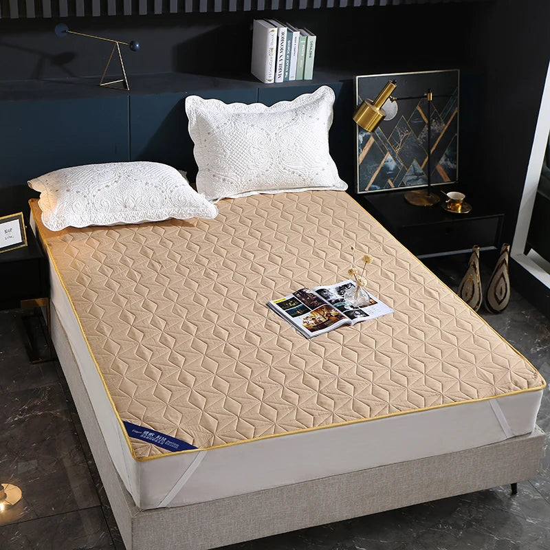 Cubrecama Impermeable Sobre La Cama Protector De Colchón Transpirable Antideslizante Con Banda Elástica Alfombrilla Antipolvo Para Hotel y Hogar