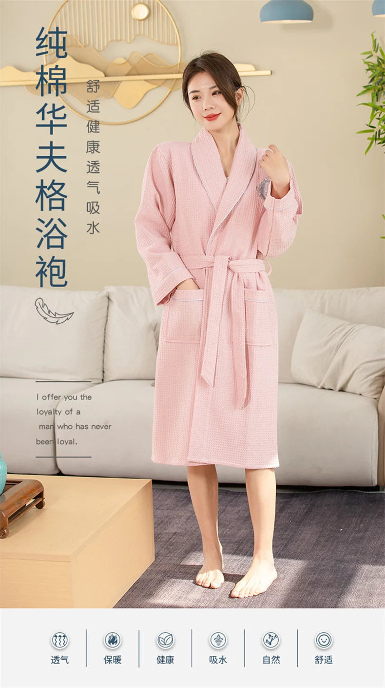 Top Quality Autumn Winter Bathrobes Couple Towel Terry Cotton Robe Men's Elegant Five-star Hotel Home Wear Bath RobeAbsorb Water