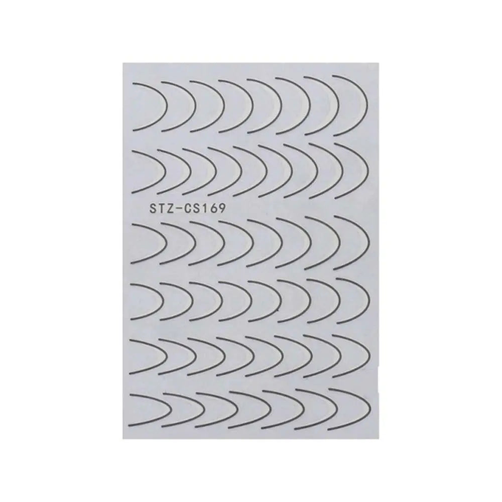 Folier Fransk Stil Neglekunst Sliders Geometrisk Mønster Striper Negleklistremerker Manikyr 3D Linjer Neglekunstdekorasjon